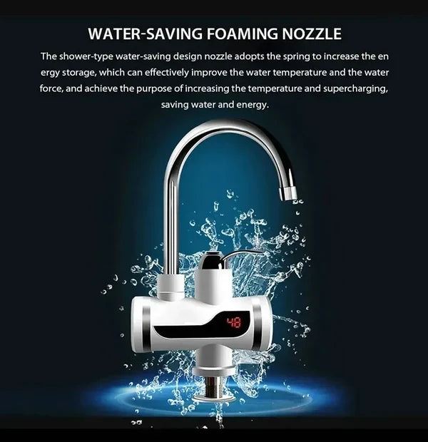 Hot Water Tap Instant Heating Electric Water Heater Faucet – Digital Display with Shower Head for Kitchen & Bathroom